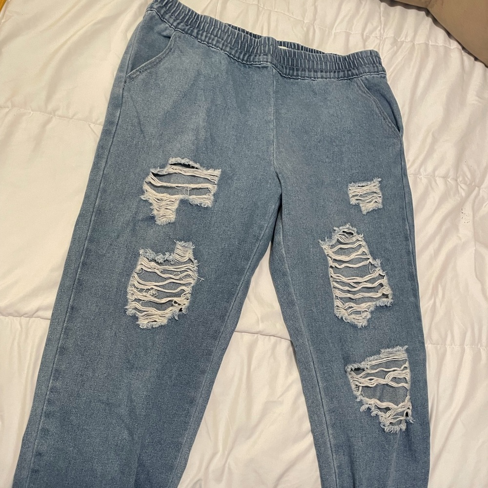 Distressed Jean Joggers